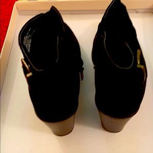 Black suede ankle boot heel